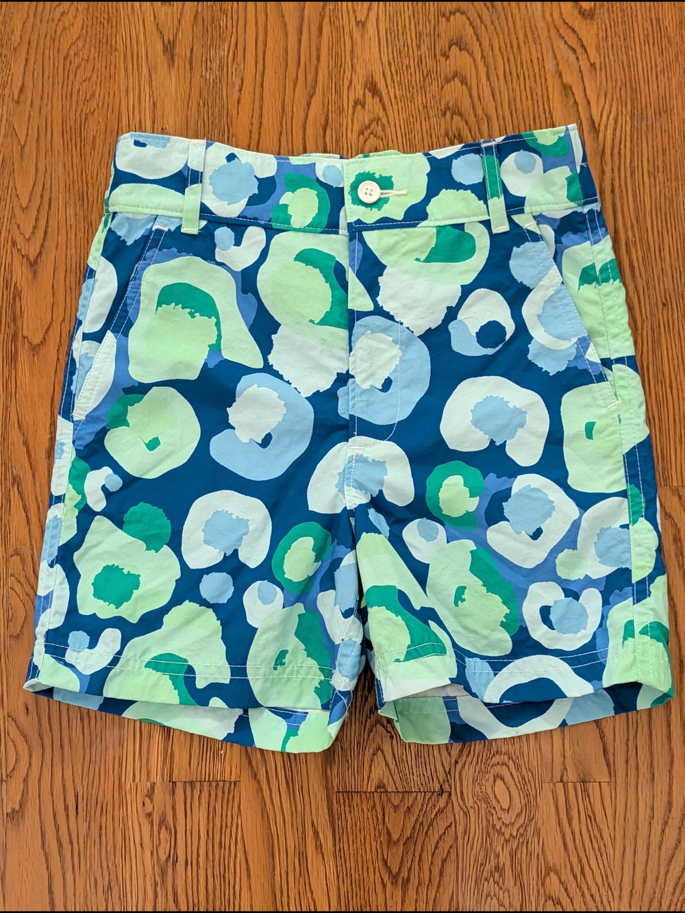 Emily McCarthy Blue Green Sea Glass Cheetah Print Boys Swim Trunks Shorts